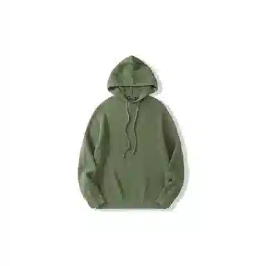 我是大卫 纯色简约慵懒风连帽套头长袖针织衫 男女同款 军绿色