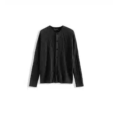 我是大卫 美式复古纯色缕空设计圆领单排扣长袖针织衫 男女同款