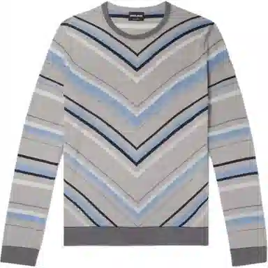 Armani Crewneck Wool Sweater Unisex Patterned