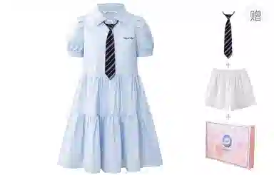 东鲸岁时记 学院风海军领宽松短袖连衣裙 女款