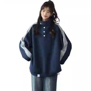 Yu'er Lian Heavyweight Retro Colorblock Sweatshirt