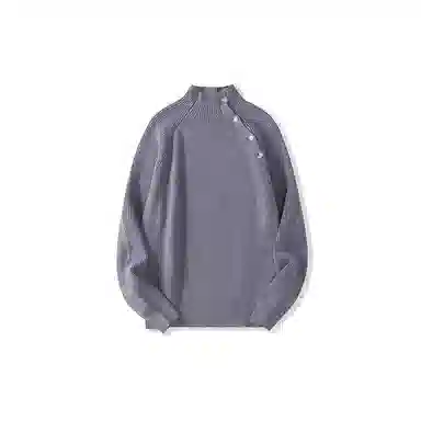 我是大卫 纯色半高领插肩袖套头针织衫 男女同款