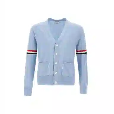 THOM BROWNE Wool Relaxed V-Neck Armband Cardigan V