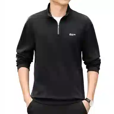 富铤 时尚印花经典百搭日常通勤半拉链立领长袖卫衣 男款