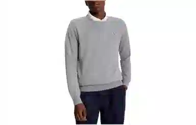 Tommy Hilfiger FW23 Solid Crewneck Sweater Sweaters Grey Heather Logo
