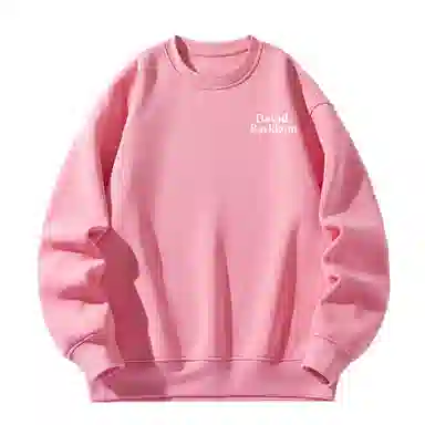 大卫贝肯 美式复古简约宽松休闲圆领长袖卫衣 男女同款 西瓜粉