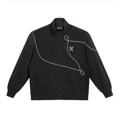 PEACEBIRD MEN Colorblock Embroidered Zip Sweatshirt Black