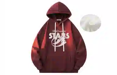 冰飞 美式复古学院风趣味星星字母图案印花宽松休闲落肩套头潮牌痞帅设计高级感小众硬挺重磅加绒加厚连帽卫衣 男女同款