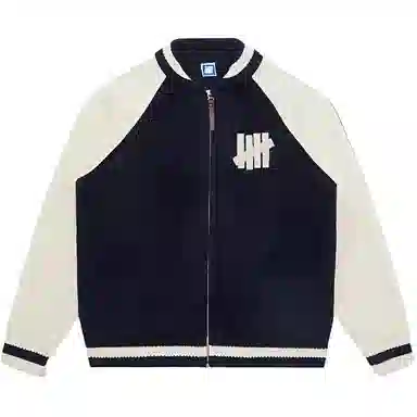 UNDEFEATED FW24 Striped Logo Baseball Collar Knit