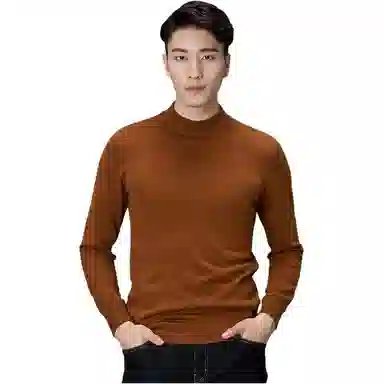 才子 含绵羊毛纯色圆领长袖针织衫 男款