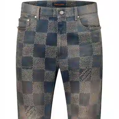 Louis Vuitton FW24 Washed Logo Flared Jeans Blue