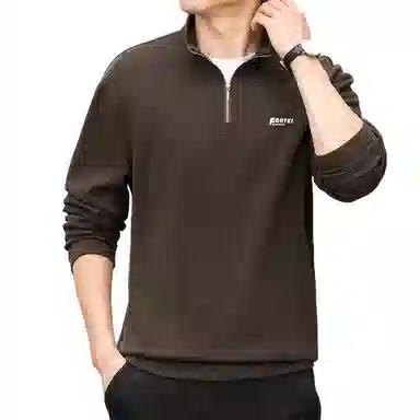 富铤 时尚印花经典百搭日常通勤半拉链立领长袖卫衣 男款