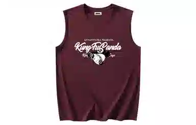 功夫熊猫 无性别主义嘻哈街头卡通字母印花宽松百搭舒适透气坎肩学院风纯棉无袖背心 男女同款