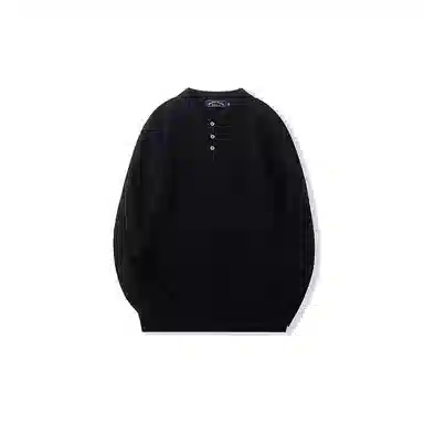 我是大卫 纯色翻领套头休闲百搭长袖针织衫 男女同款