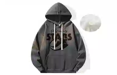冰飞 美式复古学院风趣味星星字母图案印花宽松休闲落肩套头潮牌痞帅设计高级感小众硬挺重磅加绒加厚连帽卫衣 男女同款
