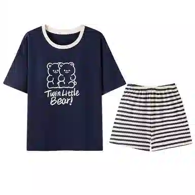 兰缪 亲肤透气薄款短袖休闲睡衣套装 女款 图片色