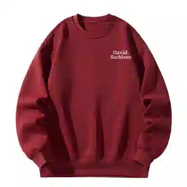 大卫贝肯 美式复古简约宽松休闲圆领长袖卫衣 男女同款 西瓜粉