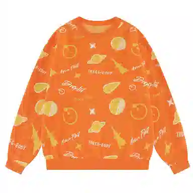 三体 水滴战舰末日之战系列 美式高街休闲满印趣味创意提花保暖圆领宽松简约打底针织衫 男女同款