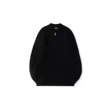 我是大卫 纯色棒球领拉链保暖加厚宽松休闲针织衫 男女同款