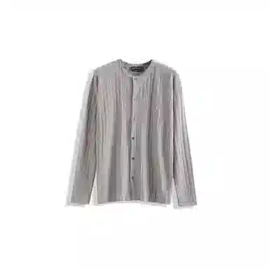 我是大卫 美式复古纯色缕空设计圆领单排扣长袖针织衫 男女同款