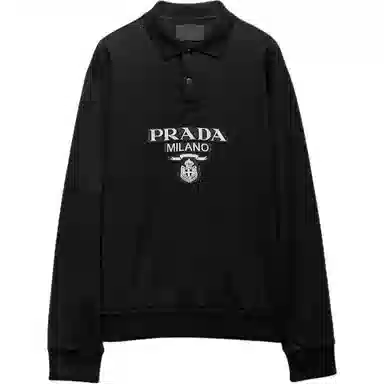 Prada Logo Jacquard Polo Black