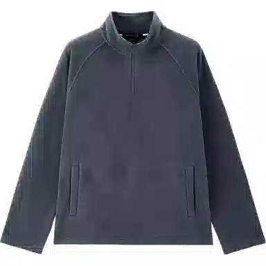 佐丹奴 摇粒绒破骨立领半开胸插肩针织宽松厚款纯色长袖卫衣 男款