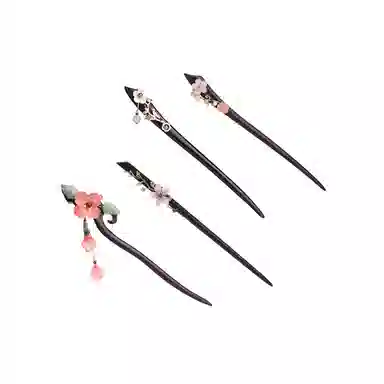 凤凰涅磐 古风新中式簪子木质汉服旗袍木簪日常盘发现代简约  黑檀木 酒红石榴石 发簪 女款 礼物 礼盒