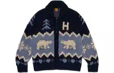 HUMAN MADE FW23 Polar Bear Zip Sweater