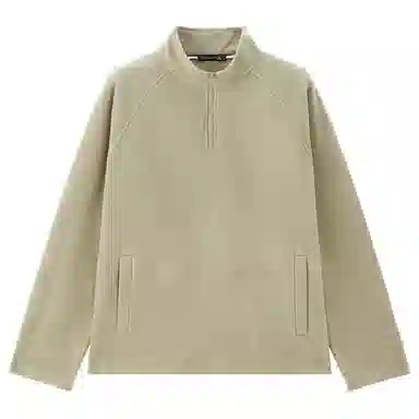 佐丹奴 摇粒绒破骨立领半开胸插肩针织宽松厚款纯色长袖卫衣 男款