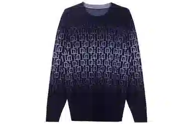 才子 圆领撞色提花休闲毛衣 男款