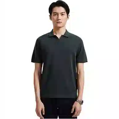 迪柯尼 纯色翻领简约短袖针织衫 男款