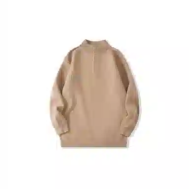 我是大卫 纯色半开襟宽松休闲长袖针织衫 男女同款