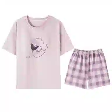 兰缪 休闲舒适短袖薄款家居服可外穿睡衣套装 女款 图片色