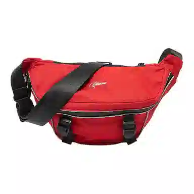 三福 反光条立体 织物 胸包 中号 女款 大红/象牙白/黑色