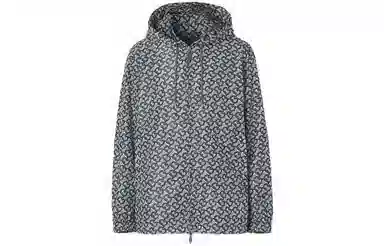 Burberry FW21 Logo Print Hoodie Jacket Grey