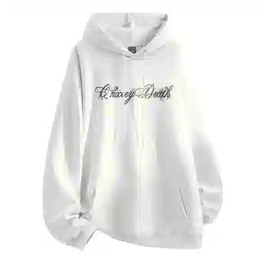 Qnxeey Vintage Ink Print Hoodie