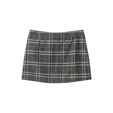 YINLEI Retro Plaid High Waist Skirt