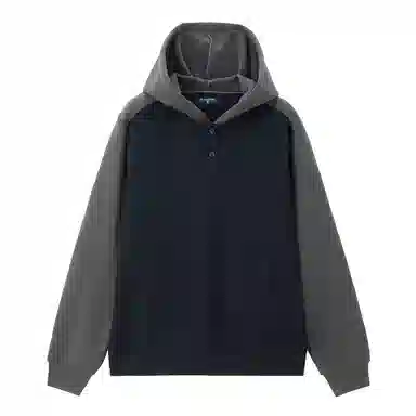 佐丹奴 加绒拼色连帽舒适针织卫衣 男款