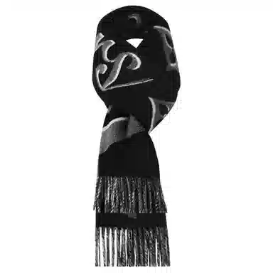 Louis Vuitton Tassel Wool Scarf Black