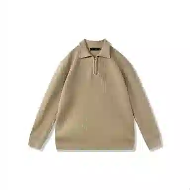 我是大卫 港风复古小众半拉链翻领设计感宽松套头针织衫 男女同款