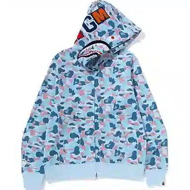 BAPE Shark Logo Hoodie Light Blue