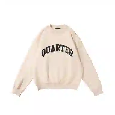 我是大卫 美式重磅字母印花慵懒风宽松圆领套头卫衣 男女同款 米白色