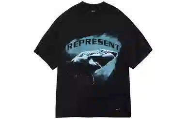 REPRESENT Shark Logo Crewneck T-Shirt Black