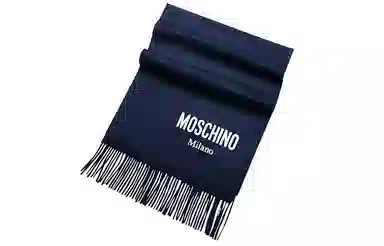 Moschino Classic Logo Wool Scarf Navy