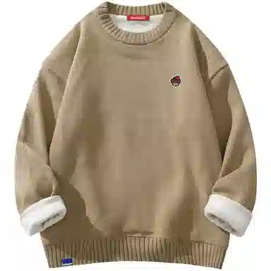 帕丁顿熊 基础款可拆卸小熊胸针纯色休闲百搭打底宽松保暖加绒加厚针织衫 男女同款