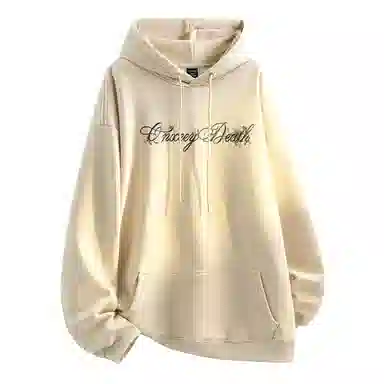 Qnxeey Vintage Ink Print Hoodie