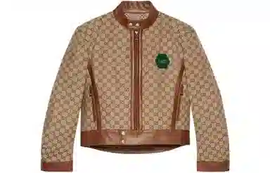 Gucci Logo Print Jacket Brown