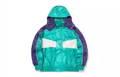 李宁 巴黎时装周 行主题系列 宽松休闲连帽撞色夹克外套 男女同款 熟禾绿龙胆紫