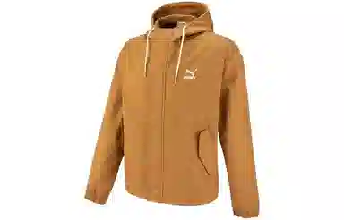PUMA Printed Logo Zip Hoodie Brown