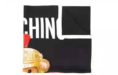 Moschino Roma Teddy Bear Silk Scarf Black